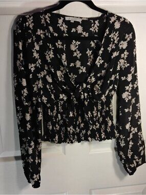 Black and White Floral Blouse